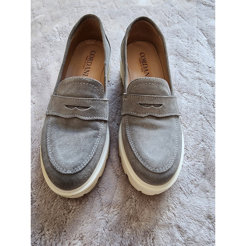 Cordani Chunky Grey Suede Penny Loafer Lug Sole Made in Italy EU 36 US 6 Womens